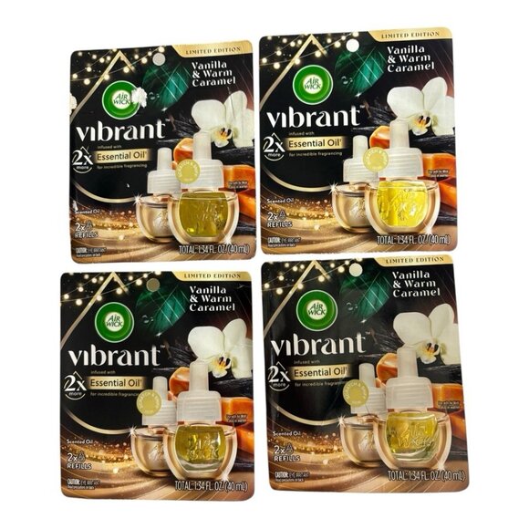 8 Count Air Wick Vibrant Scented Oil Refills -  Vanilla & Warm Caramel - Picture 3 of 4